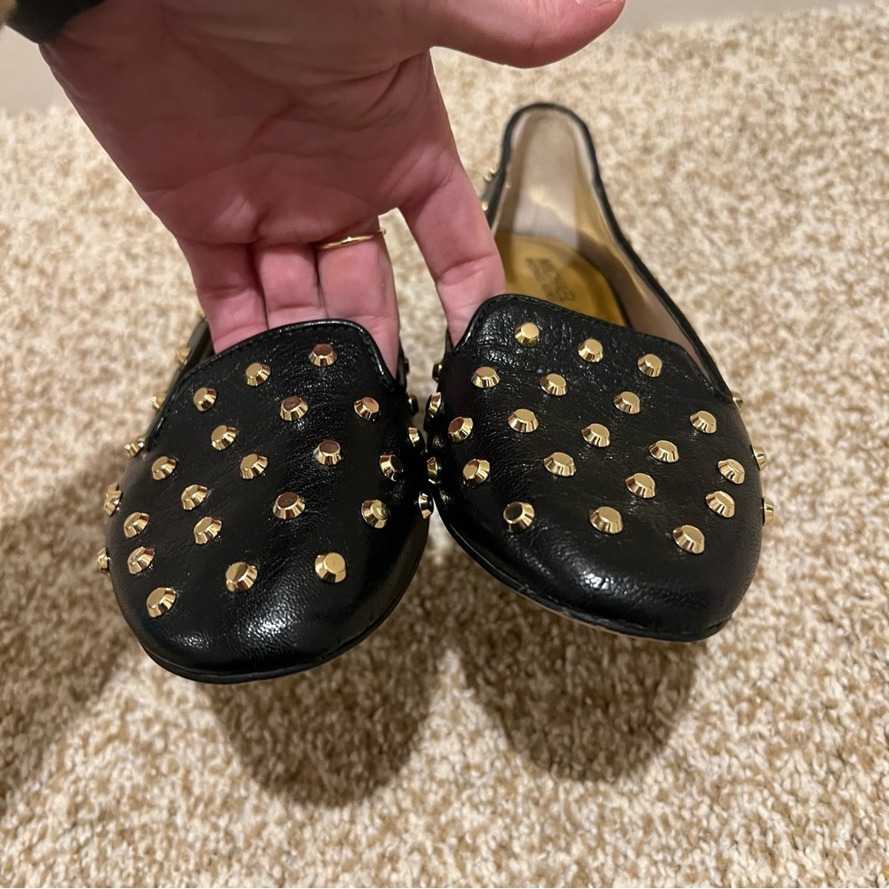 Michael Kors Ailee Black and Gold Studded Loafers/Flats Size 7 - Picture 4 of 12